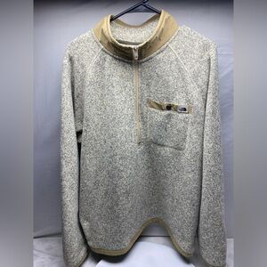 The North Face jacket Mens L Gordon Lyons quarter Zip up Pullover Fleece Sand
